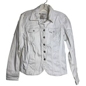 A.M.I. Women's Jacket White Denim Size 8 Classic Clean Girl Minimalist Classic‎